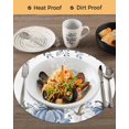 thumbnail image 3 of 15 Inch Round Placemats Set of 6, Thanksgiving Fall Non Slip Heat Insulation PP Table Mats, Autumn Blue White Pumpkin Leaves Washable Place Mats for Kitchen Dining Party Table Decor, 3 of 7