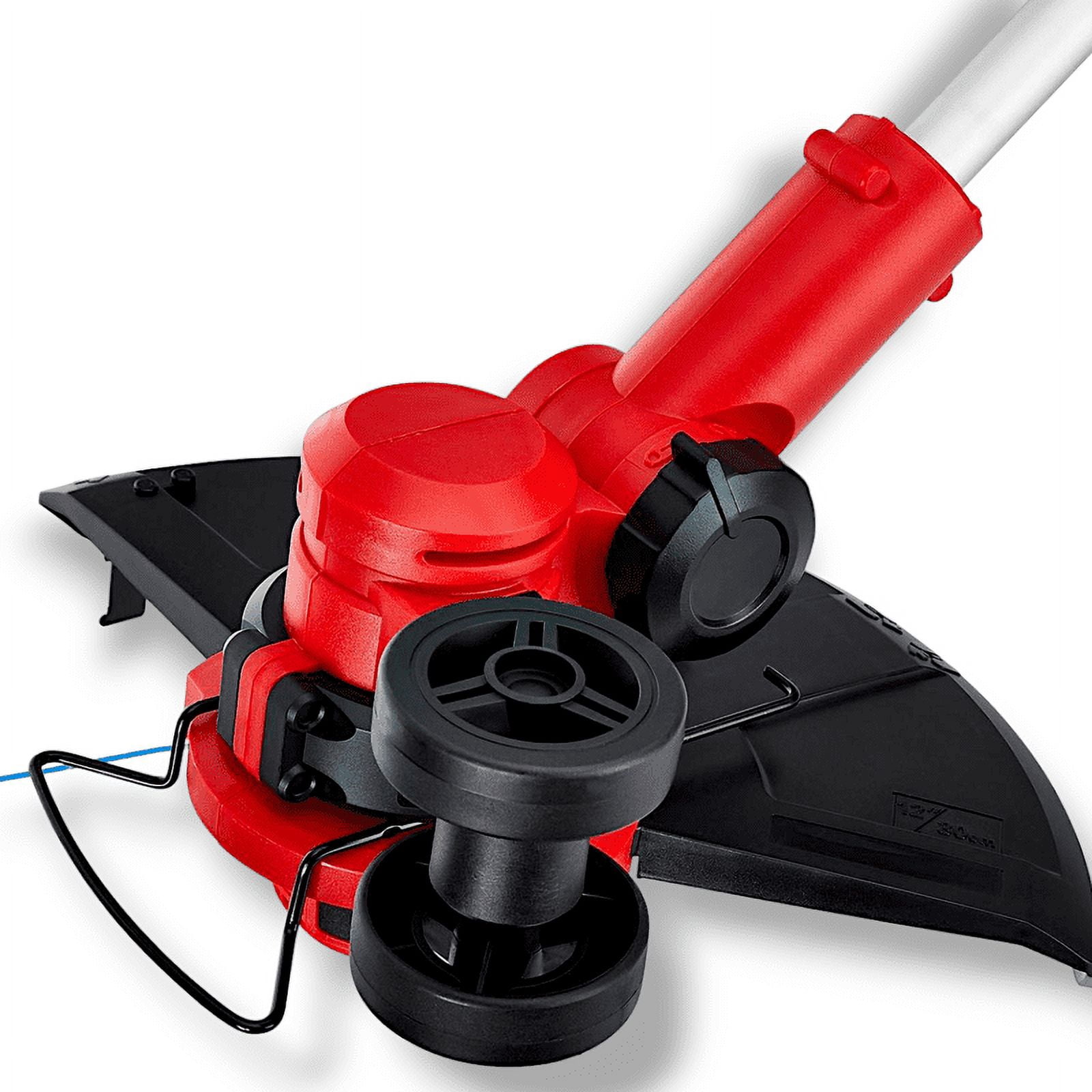 Bauer 12 inch String Trimmer 20Volt Battery Operated Garden Lawn Weed Cutter, Red – (Tool Only)