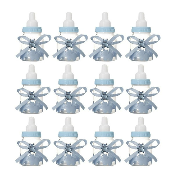 Biberones para Baby Shower, 12 Mini Biberones para Baby Shower con Dulces 蓝色