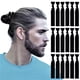 thumbnail image 1 of 79STYLE 100 lazos para el pelo para hombre, lazos de pelo largo, anudados, sin roturas, bandas para el pelo para hombre, moño, lazos para el pelo, lazos de tela, nudo, cinta negra, soportes para cola, 1 of 5
