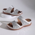 thumbnail image 6 of Pandaie Women's Orthopedic Wedge Sandals Rhinestones Platform Casual Slip on Slides Glitter Comfortable Walking Slippers Summer Shoes Silver Size 8.5, 6 of 9