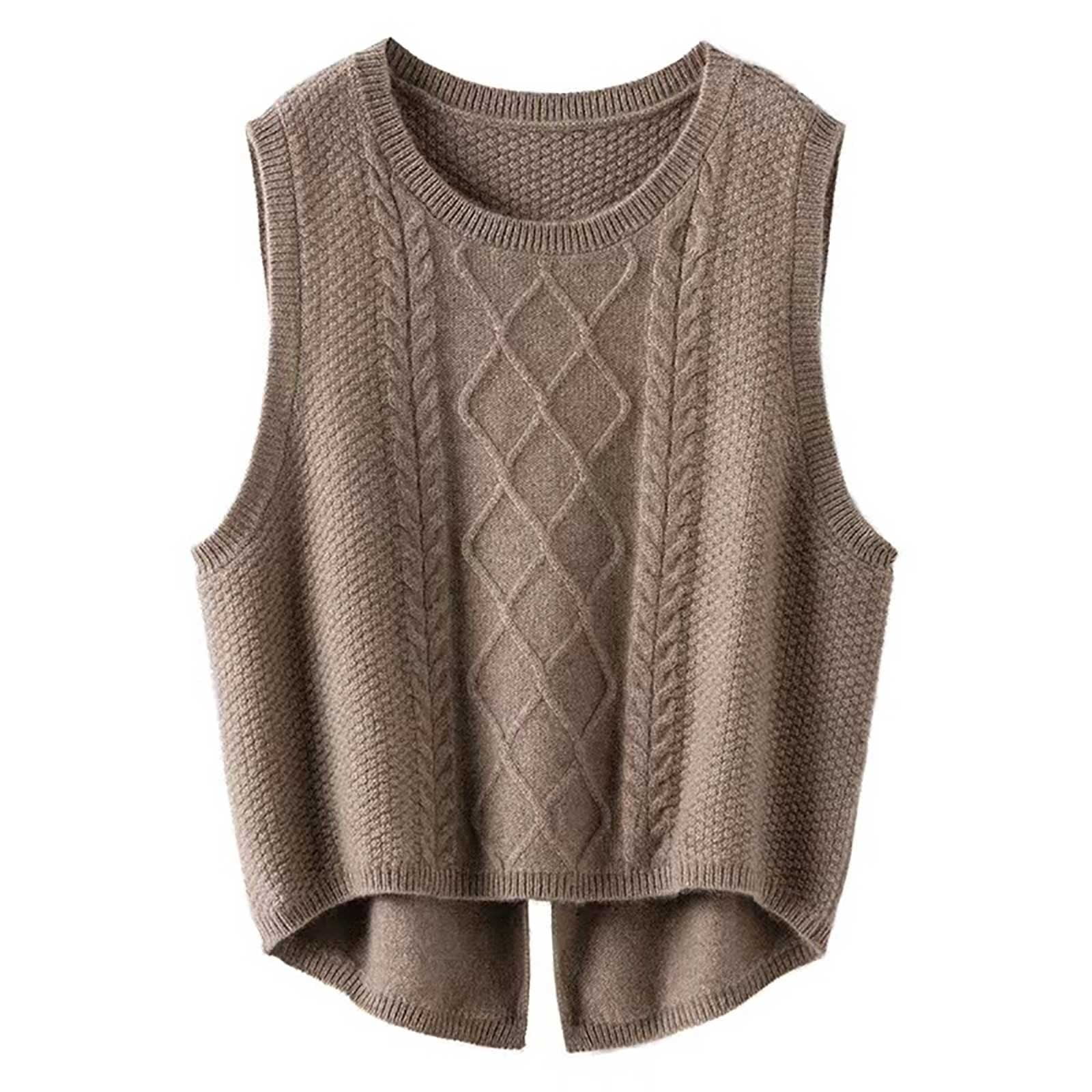 Kcodviy Women Solid Vest Casual Top Vest Loose Short Split Knit