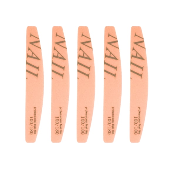 Unique Bargains 5 Pcs Half-moon Sponge Nail Files Orange