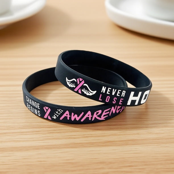 Pulsera de silicona para el Día de la Concientización sobre las Enfermedades de Mama con Cinta Rosada Pulsera para la Prevención de las Enfermedades de Mama Pulsera para el Cuidado de la Salud de la M