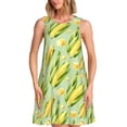 thumbnail image 1 of Bixox Robe Sans Manches Imprimé Maïs Doux pour Femmes avec Poches, Robe Décontractée Longueur Genou pour l'Été-3TG, 1 of 7