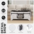 thumbnail image 4 of Kmax Lift Top Coffee Table, Farmhouse Coffee Table with Hidden Storage & Sliding Barn Door, Modern Rectangular Rustic White Living Room Center Table, Black Top, 4 of 7