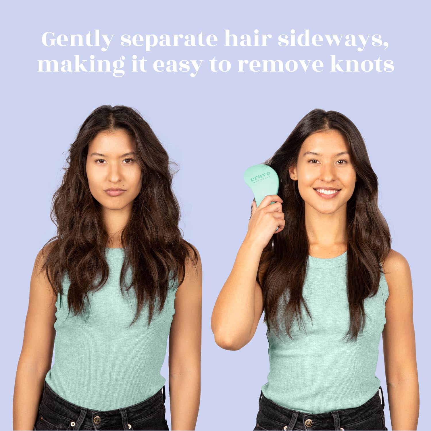 Crave Naturals BIGGIE Glide Thru Detangling Brush - Detangler Hairbrush for Wet or Dry, Curly or Straight Hair - Gentle on Tangles, Ideal Hair Brush and Comb for Adults and Kids - 8.4x3.4-Inch (Mint)