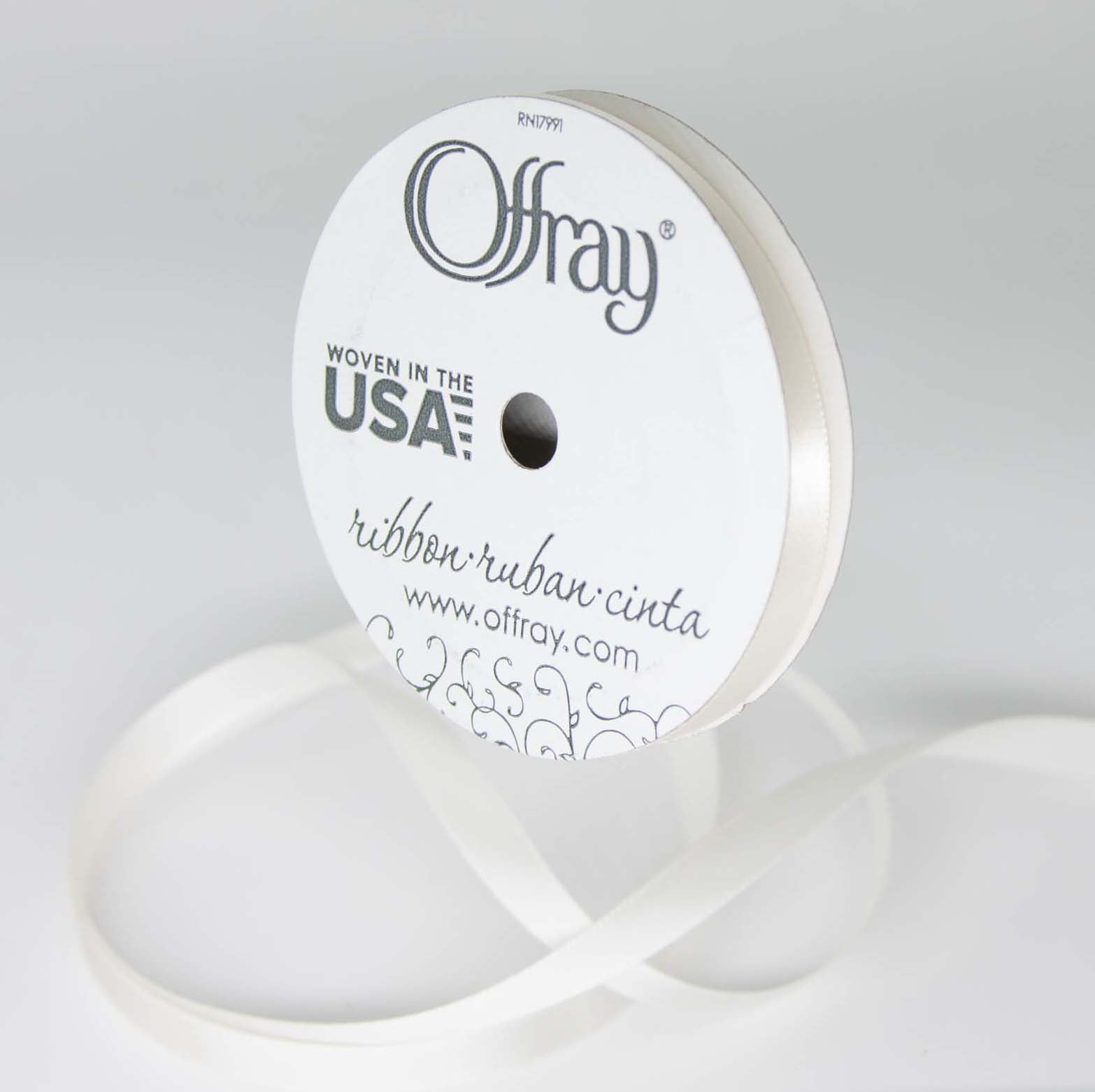 (3 pack) Offray Ribbon, Antique White 3/8 inch Single Face Satin Polyester Ribbon for Sewing, Crafts, and Gifting, 18 feet, 1 Each