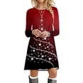 thumbnail image 2 of Robes de Fête de Noël pour Femmes Automne et Hiver Mode Décontractée Robe Imprimée de Noël Col Rond Manches Longues (Taille: 2TG), 2 of 5