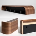 thumbnail image 3 of Kazai. Wall-Mounted Coat Rack 'Toke' - Modern Design Coat Rack With Hidden Wall Hooks - Solid Wood Veneer Panel Coat Hanger - Walnut, 3 of 5