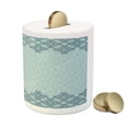 thumbnail image 3 of Morrocan Piggy Bank, Modern Design Eastern Style Forms Ivy Frame Like in 2 Different Colors, Ceramic Coin Bank Money Box for Cash Saving, 3.6" X 3.2", Pale Turquoise, by Ambesonne, 3 of 4