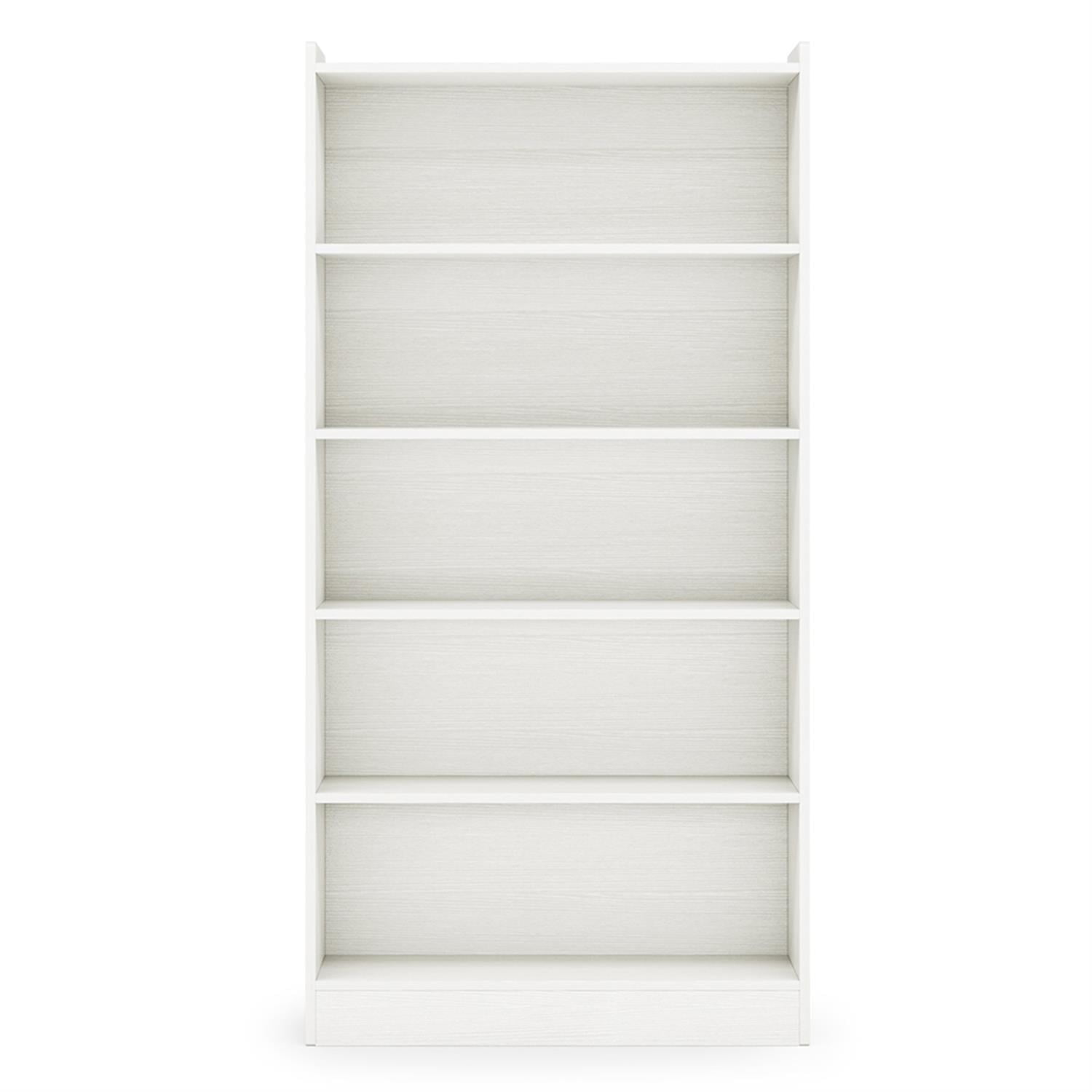 Demi Bonn Wood Bookcase, 72" Tall Bookshelf with Open Storage Shelves, 5-Tier Bookshelf for Bedroom, Living Room, White