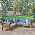 thumbnail image 2 of GDF Studio Keith Outdoor Acacia Wood 5 Seater Sectional Sofa Set with Water-Resistant Cushions, Brown, 2 of 6