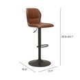 thumbnail image 3 of ZUO Vital Bar Chair Vintage Brown & Dark Bronze, 3 of 12