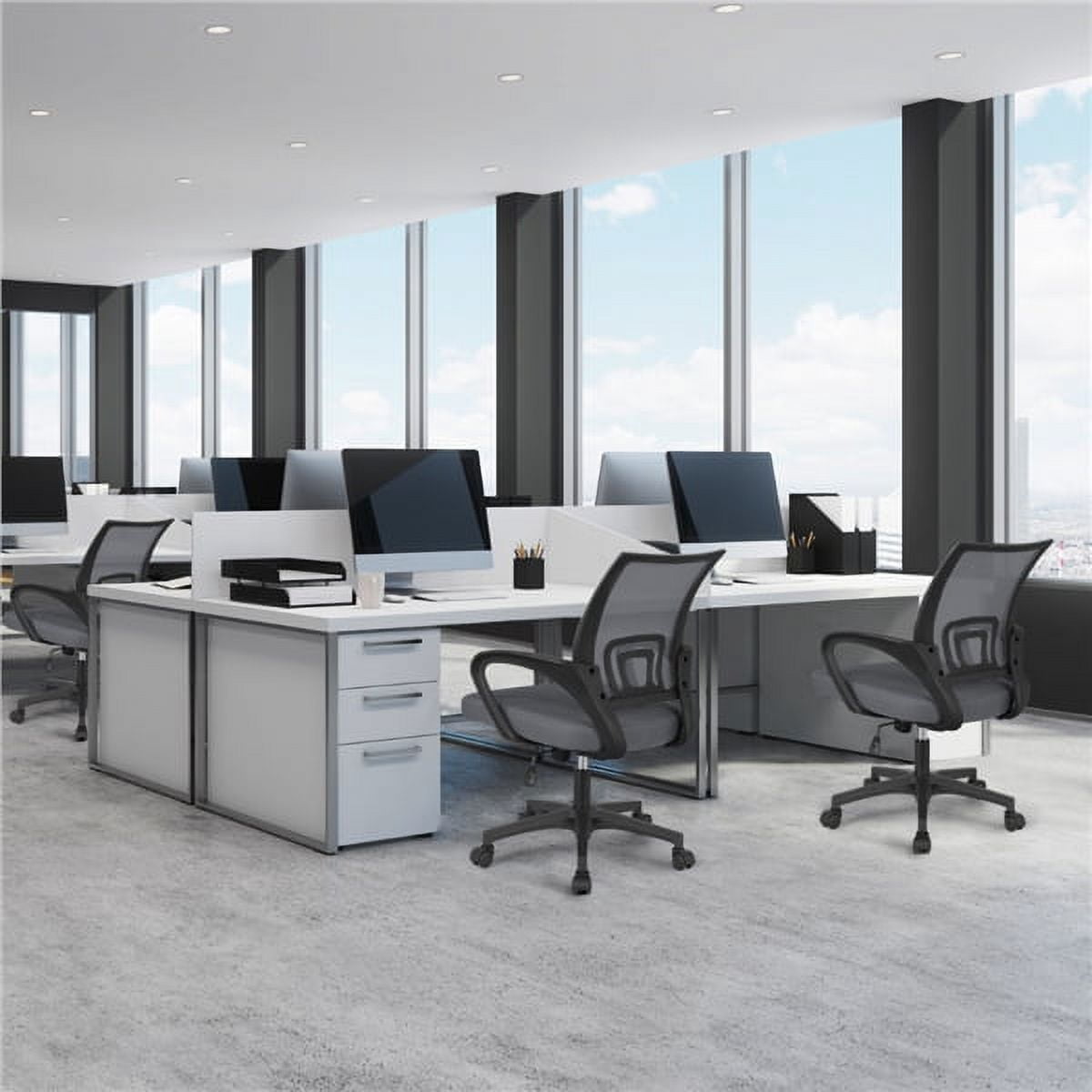 Renwick Adjustable Mesh Swivel Office Chair with Armrest, Set of 2, Dark Gray