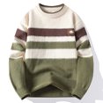 thumbnail image 2 of FRSASU Men's Warm Pullovers Knitted Sweater Round Neck Vintage Loose Color Block Casual Winter Sweaters Green, 2 of 4