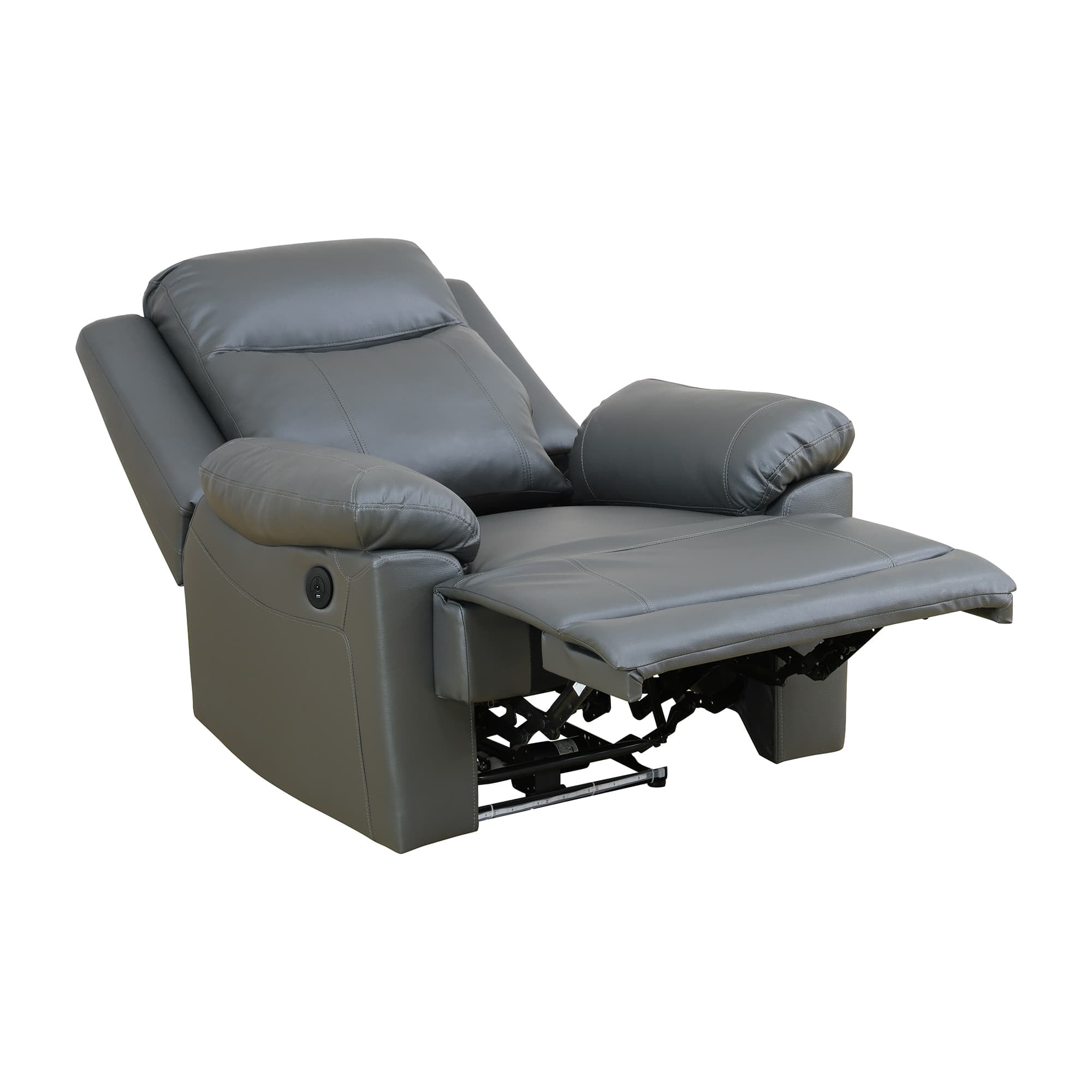 MAYEERTY Power Recliner Chair, Electric Leather Reclining Chair with USB Charging & Adjustable Backrest for Living Room, Brown