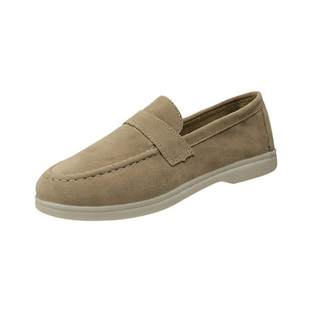 hopeusnice Women s Suede Loafer Shoes Slip On Comfortable Driving Moccasins Flats Breathable Lightweight Walking Sneakers Beige 40