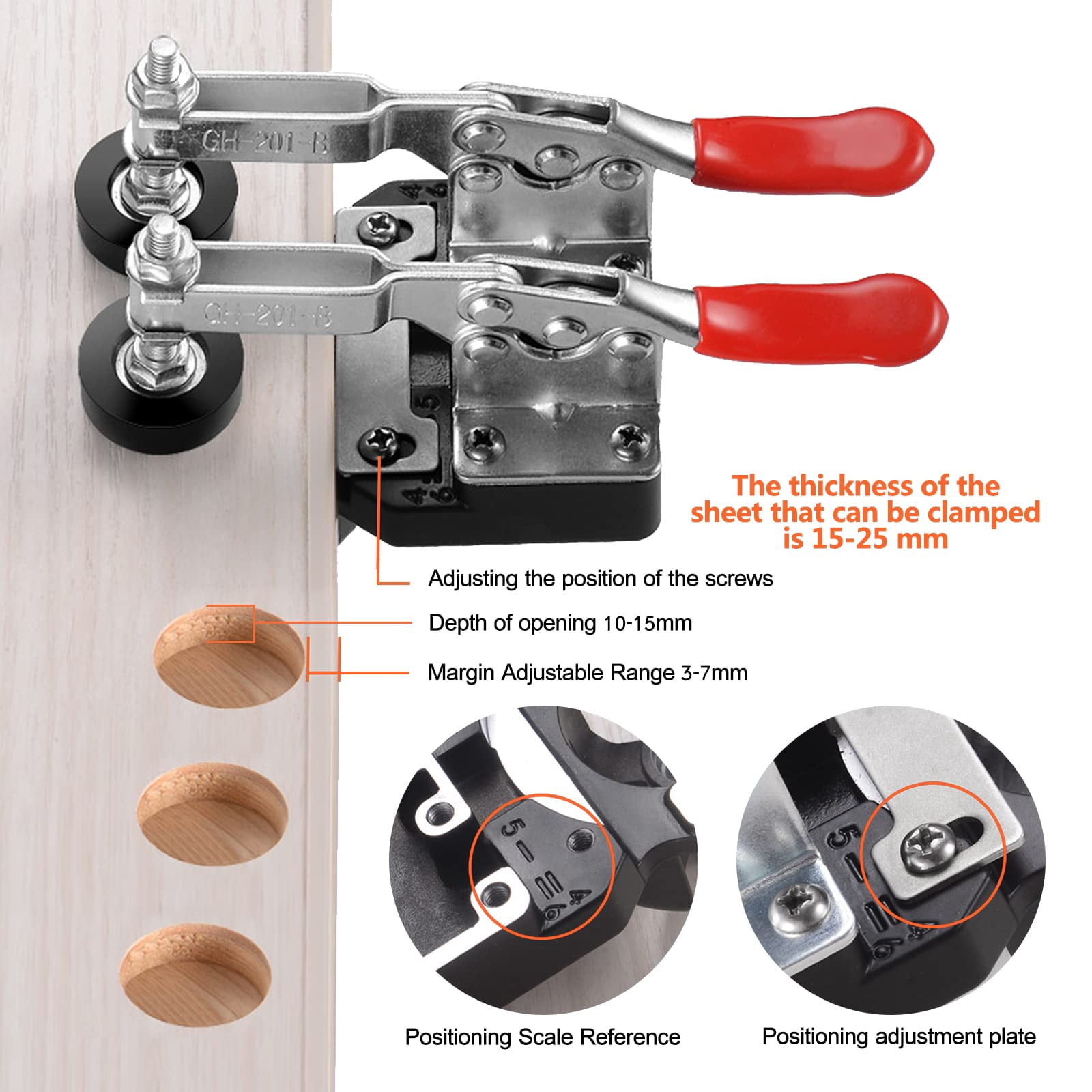 35mm Concealed Door Hinge  Accurate Locking Cabinet Aluminum Alloy Diy Pocket Hole Jig 2 Retaining Clips Adjustable Quick Punch Hardware