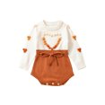 thumbnail image 2 of Baby Girls Autumn Winter Sweater Romper 3 6 9 12 18M Long Sleeve Contrast Color Heart Knit Romper, 2 of 10