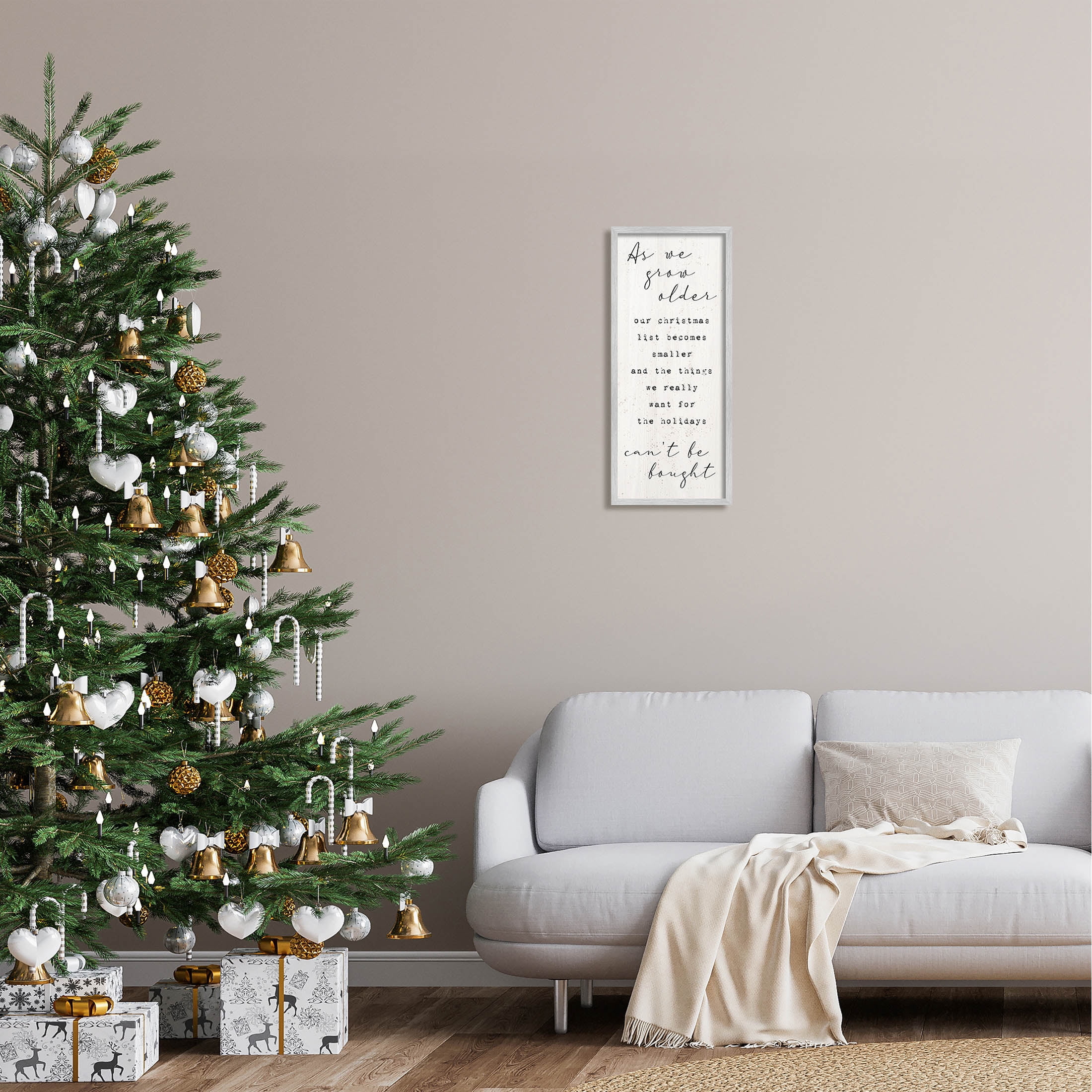 Gifts That Can't Be Bought Holiday Holiday Graphic Art Gray Framed Art Print Wall Art