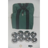 73mm Metal Bocce/Petanque Set with Silver Balls and Heavy Duty Green Nylon Bag - Single