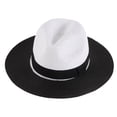 thumbnail image 1 of 56-58 cm circunferencia del sombrero mujer verano ala plana pequeño sombrero sombrilla viaje jazz dos colores costura sombrero de paja, 1 of 5