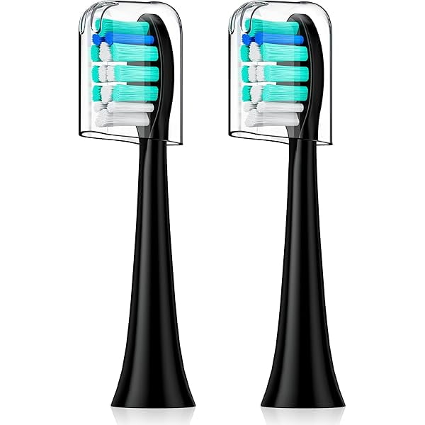 wonima02 Replacement Toothbrush Heads Compatible with HEYAXA& OILSAO Electric Toothbrush with Water Flosser– Ultra Soft Bristles for Deep Clean, Stain & Plaque Removal, 2-Pack, Black