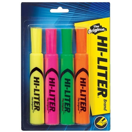 Avery Dennison Hi Liter Fluorescent - Avery Hi-Liter Desk Style Highlighter, Chisel Tip, Assorted Color 4 ea (Pack of 3)
