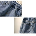 thumbnail image 5 of Ticikt Girls Ripped Jean Shorts 5-13Y, Y2K Mid Waist Straight Leg Denim Shorts with Elastic Waistband & Frayed Hem,Color:Black,Size:10-11 Years, 5 of 5