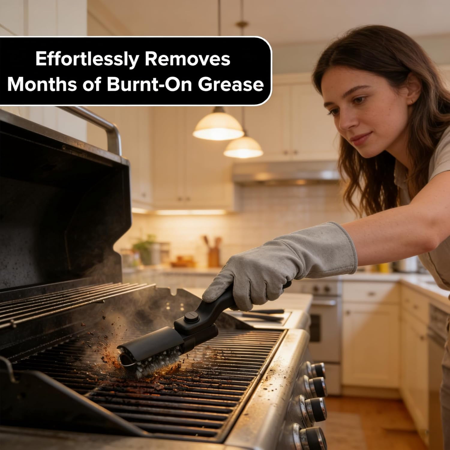 Electric Grill Brush, BBQ Cleaner with Powerful Motor, Rechargeable Cordless Grill Cleaning Brush for Burnt-On Grease & Grill Grates
