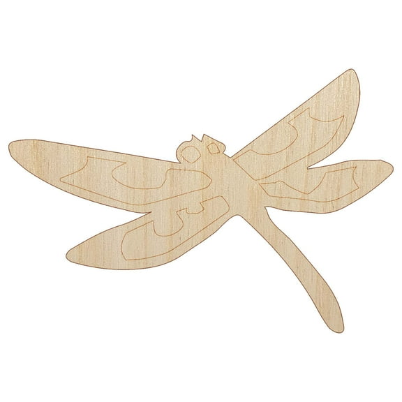 Flying Dragonfly with Spotted Wings Insect Darter Wood Shape Unfinished Piece Cutout Craft DIY Projects - 4.70 Inch Size - 1/8 Inch Thick