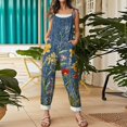 thumbnail image 5 of Iaqnaocc Jumpsuits for Women Overalls Casual Loose Adjustable Straps Vintage Floral Print Long Pant with Pockets Overalls for Women Dressy Trendy Outfits Clothes Saffron M, 5 of 7