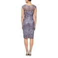 thumbnail image 2 of Alex Evenings Short Embroidered Sheath Dress with Cap Sleeves and V-Neckline (Womens, Icy Orchid, 6), 2 of 2