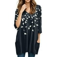 thumbnail image 5 of WTOBBY Women's Fashion Casual Retro Floral Print V-Neck Mid-Length Tunic Tops with Pockets, 3/4 Sleeve Blouses, Comfortable and Functional Shirt,Multicolor M, 5 of 5