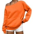 thumbnail image 2 of Oversized Sweatshirt for Women Trendy Off the Shoulder Sweatshirt with Pockets Loose Fit Fall Fashion Clothing Saffron 2XL, 2 of 7