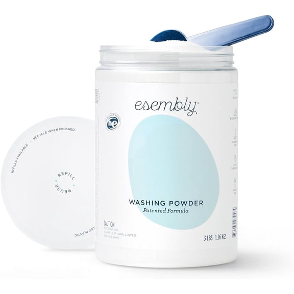 Laundry Washing Powder  HE Mineral Based Detergent for Household Laundry and Cloth Diapers  Patented, Fragrance-Free, EWG Verified, Earth-Friendly, (3lb Refillable Canister and Scoop)