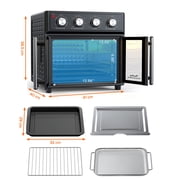 Plum Chef 27.5QT Air Fryer Toaster Oven Combo, 7-in-1 Convection Countertop Oven with 360° Air Circulation, 1700W, Black