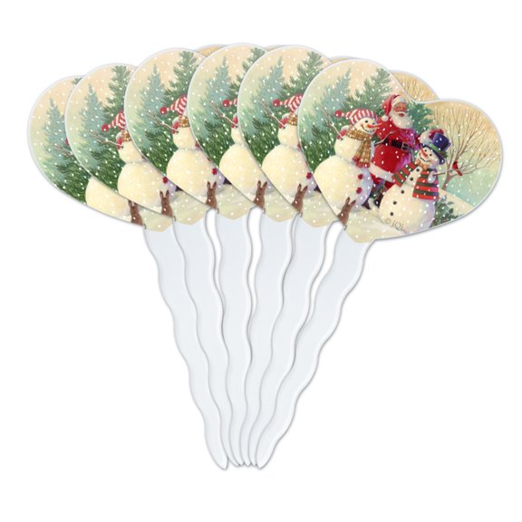 Christmas Holiday Santa Snowman Friends Heart Love Cupcake Picks Toppers Decoration Set of 6
