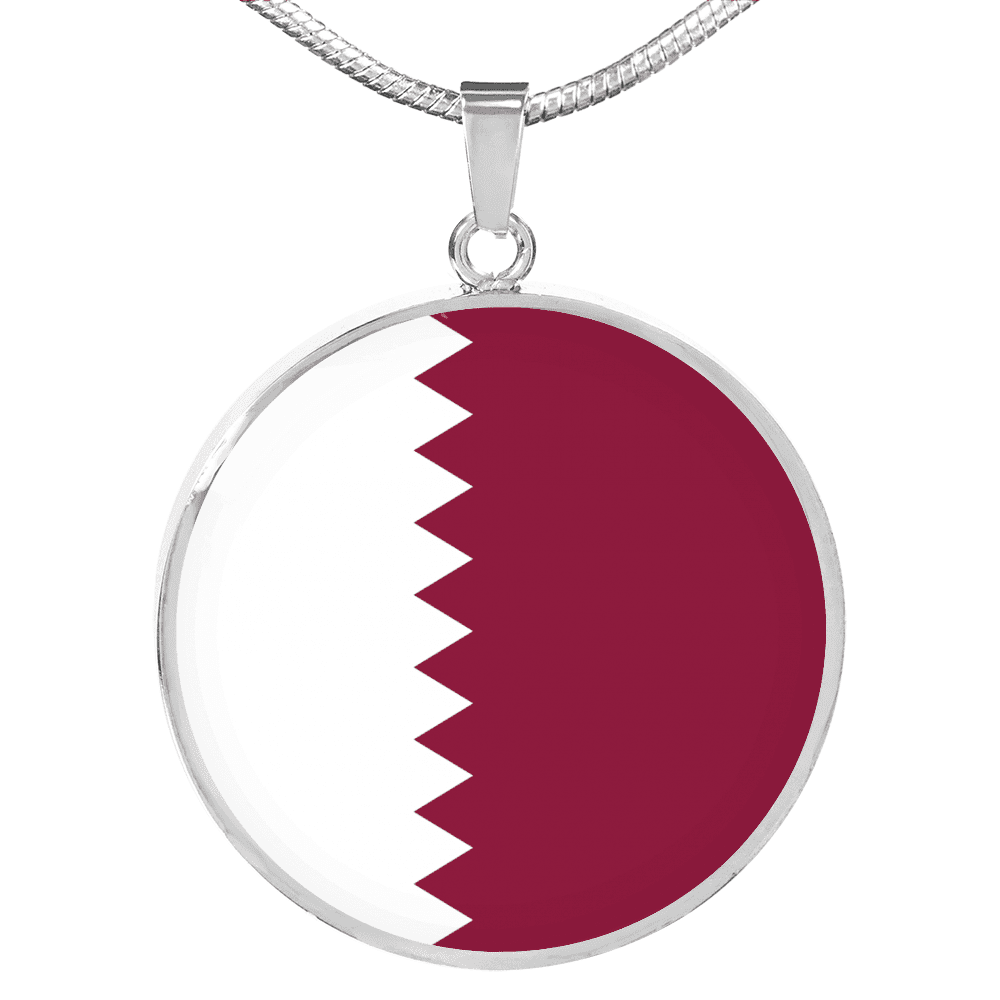 Qatar Country Flag Name Art Deco Gift Fashion Necklaces Pendant Retro Moon Stars Jewelry