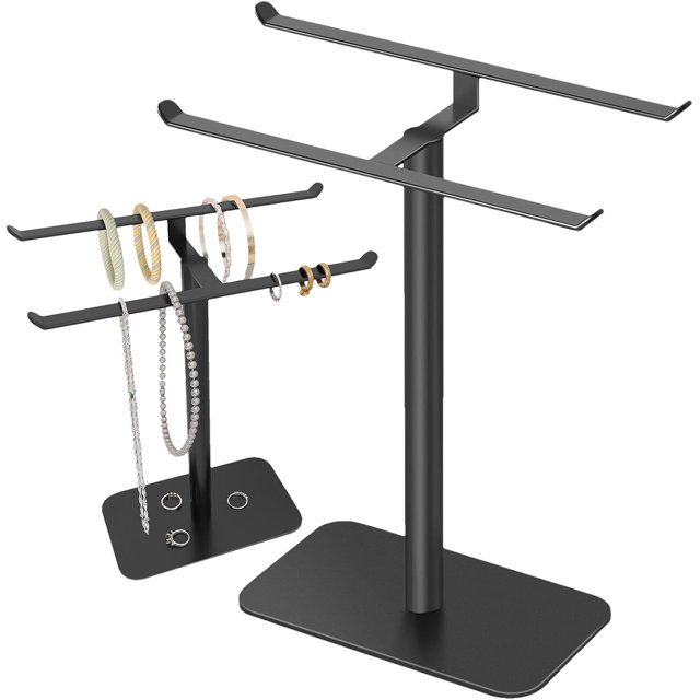 Organisateur de Bijoux / Porte-Bijoux / Porte-Colliers, Organisateur de Rangement en Acier Inoxydable pour Colliers, Support de Rangement pour Boucles d'Oreilles, Organisateur de Bijoux de Table en Métal Robuste