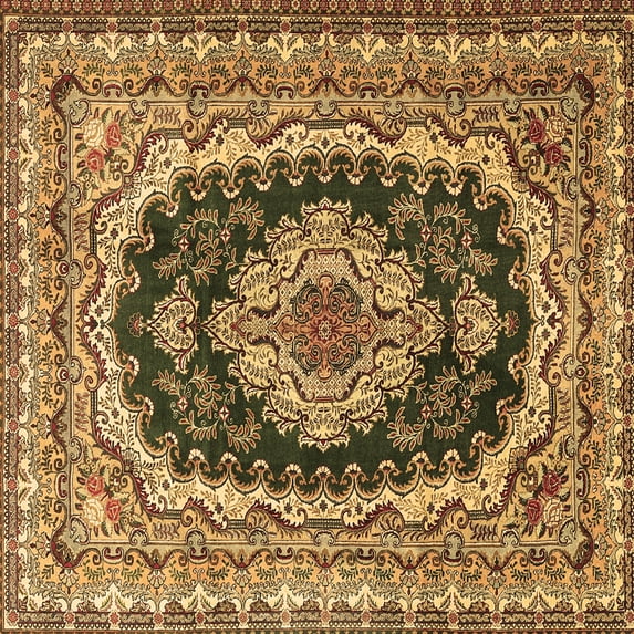 Ahgly Company Indoor Square Medallion Brown Traditional Area Rugs, 4' Square