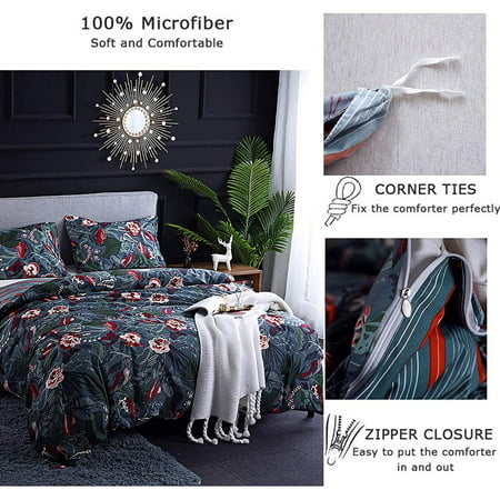 Microfiber Boho Duvet Cover Set With, How Do You Put On A Duvet Cover With Ties