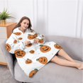 thumbnail image 5 of Oversized Wearable Blanket Hoodie,Classic Halloween Pumpkins Pattern Sherpa Blanket Hoodie with Super Pockets,Super Warm Fuzzy Pullover for Women & Men, 5 of 6