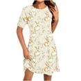 thumbnail image 1 of Vestido Corto para las Mujeres Cuello Redondo Manga Corta Impresa Suéter, Moda Casual Estilo Línea, 1 of 8
