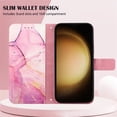 thumbnail image 3 of Allytech Galaxy A15 Wallet Case, PU Leather Kickstand Cash Credit Card Slots Holder Carrying Lanyard Wrist Strap Folio Flip Handbag Marble Pattern Cover for Samsung Galaxy A15, Rose, 3 of 5