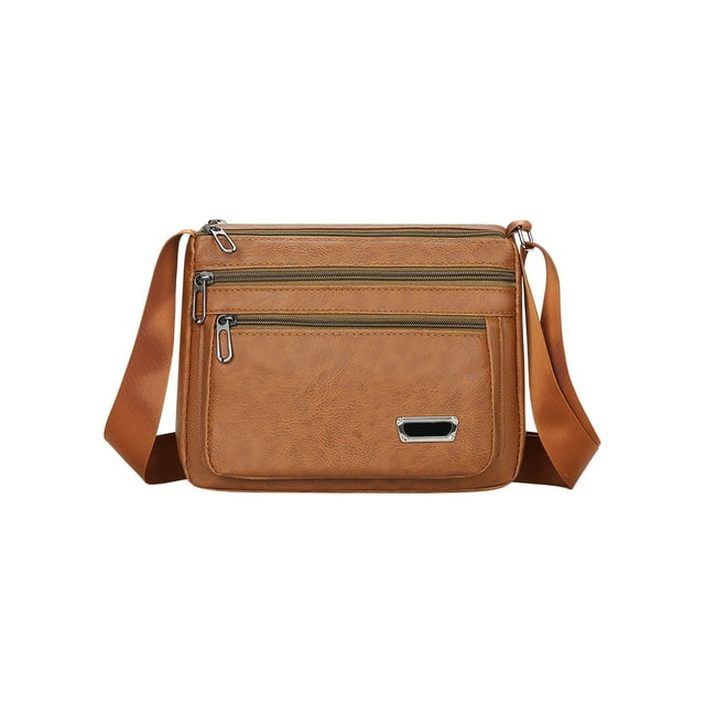 Sac Bandoulière en Cuir Texturé Premiums à Sangle Ajustable, Léger et Spacieux, Sac à Main pour Voyage, Travail, Nécessaire au Quotidien