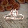 thumbnail image 2 of 1.25 Carat Peach Pink Real Morganite (pear cut Real Morganite) and Moissanite Engagement Ring Sterling Silver with 18k Gold Plating, 2 of 4