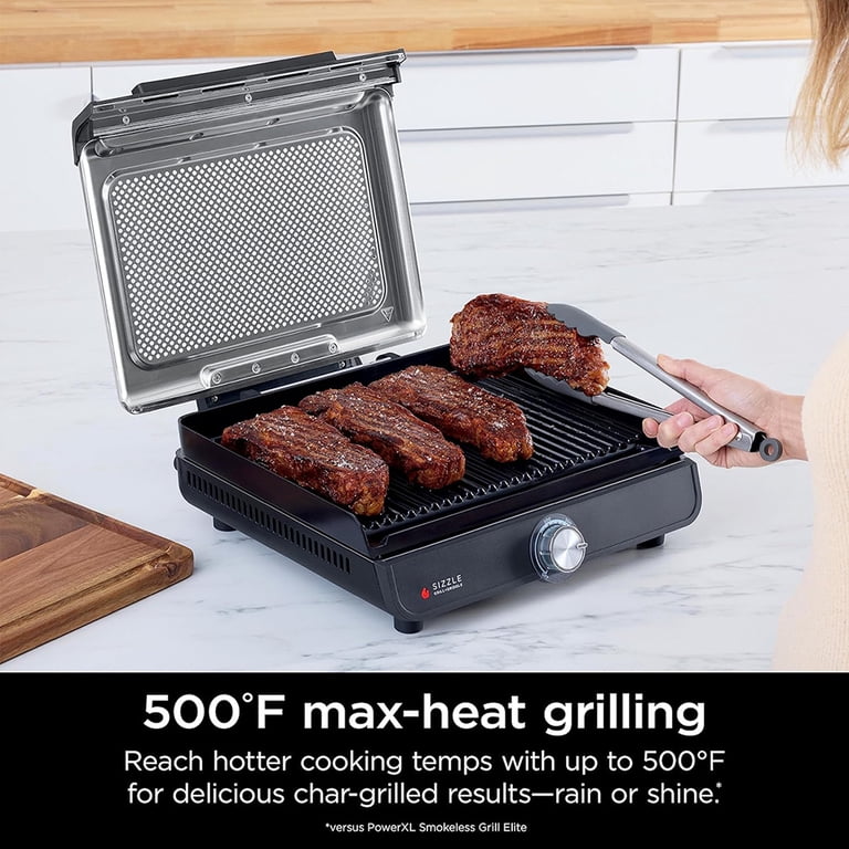 Restored Ninja GR101 Sizzle Smokeless Indoor Grill & Griddle