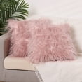thumbnail image 2 of Unique Bargains Faux Fluffy Zipper Closure Cushion Covers Throw Pillow Covers (2 Count) Pink 18" x 18", 2 of 6